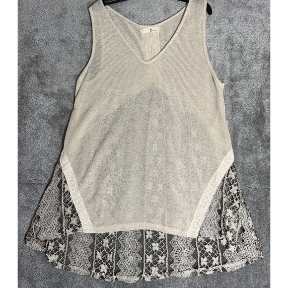 A'reve Med Knit Tank Top Lace Back - Picture 1 of 5